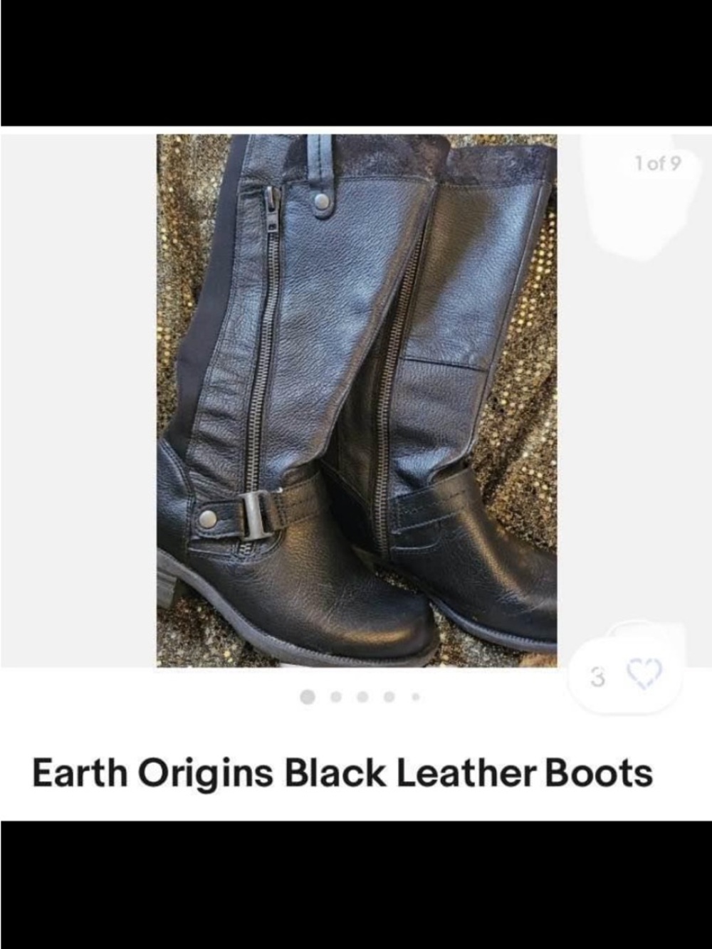 Earth Origins Black Leather Knee-High Buckle Boots